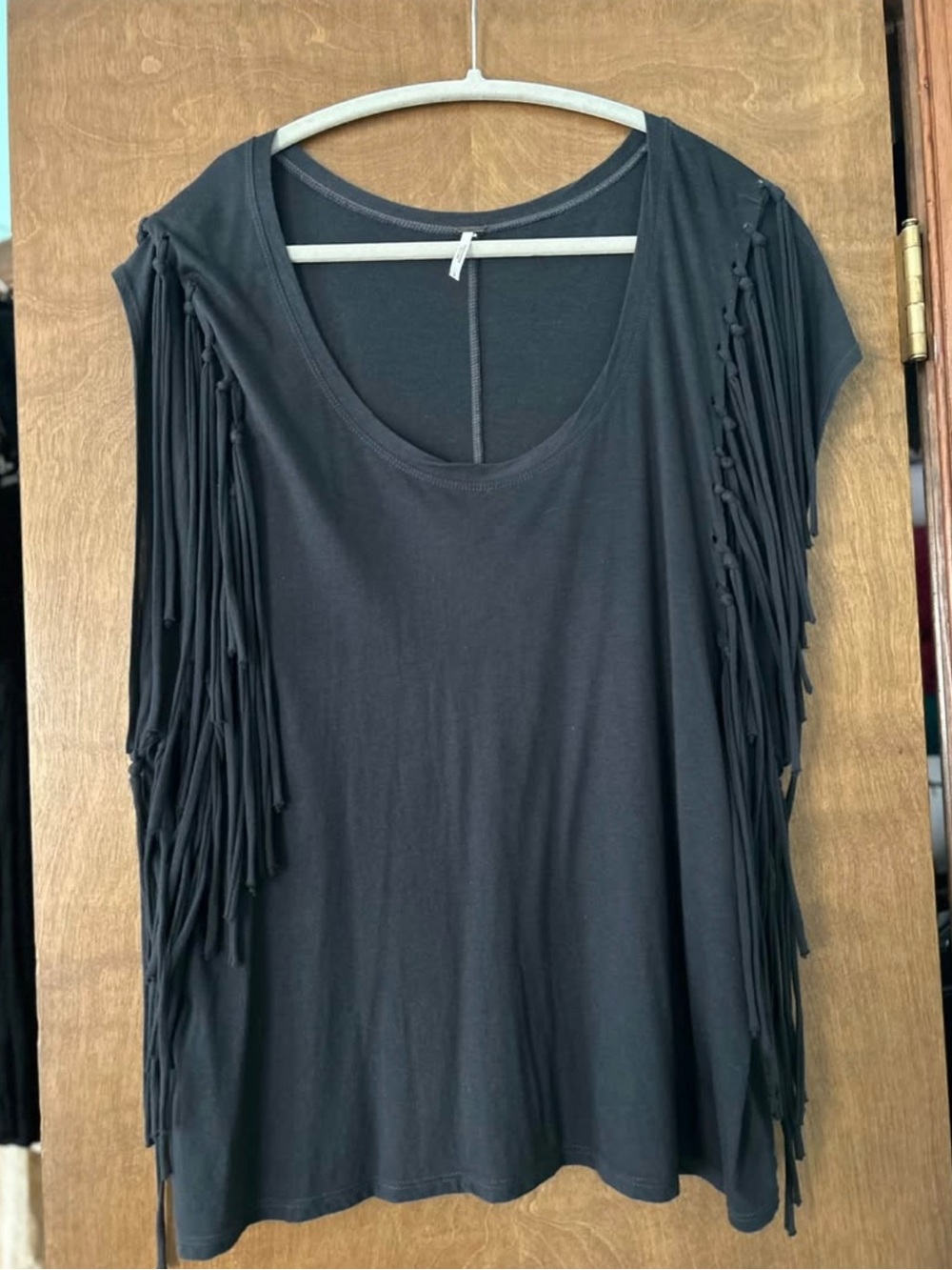 Free People Dark Gray Fringe Top